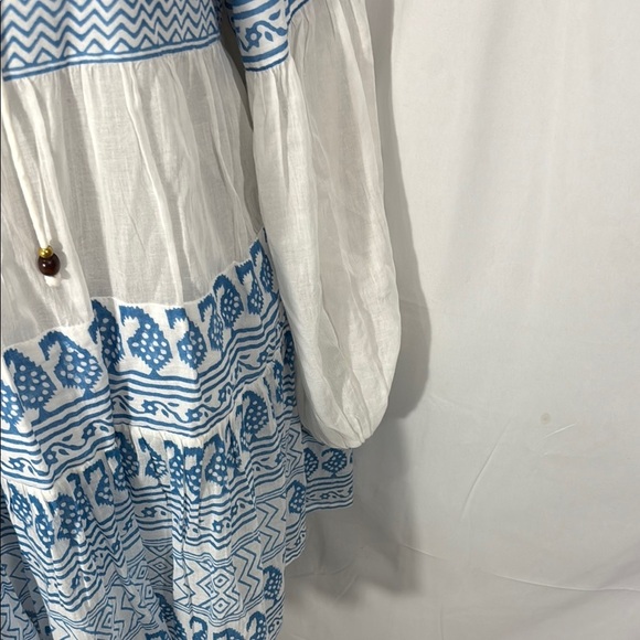 OLIPHANT WHITE BLUE EMBROIDERED TUNIC DRESS SIZE L - Picture 6 of 11
